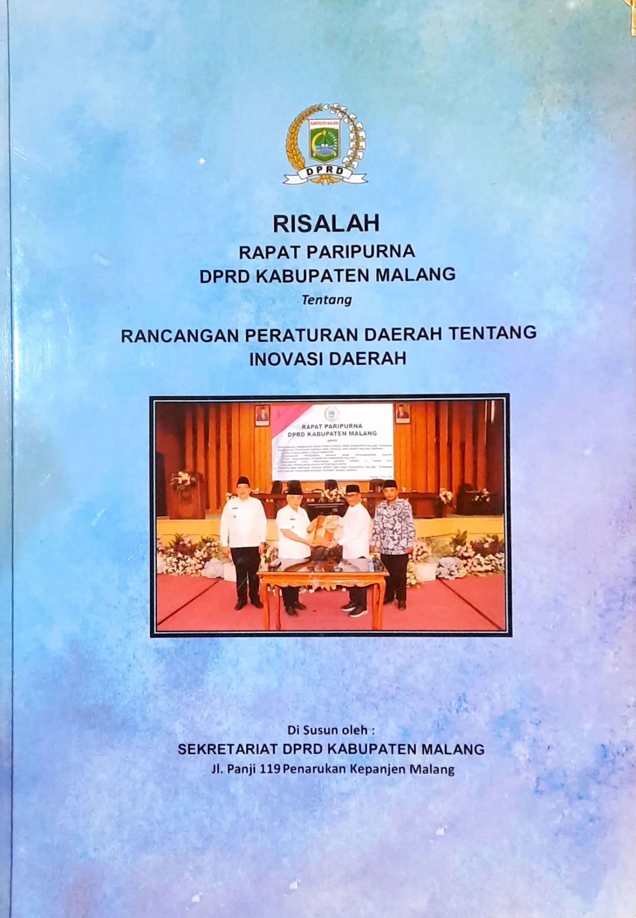 Cover Risalah Rapat paripurna DPRD Kabupaten Malang tentang Rancangan Peraturan Daerah tentang Inovasi Daerah